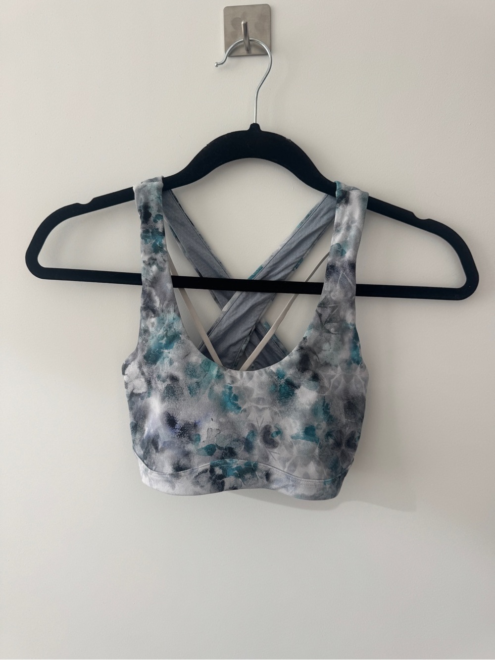 lululemon athletica Teal & Gray Watercolor Crisscross Sports Bra